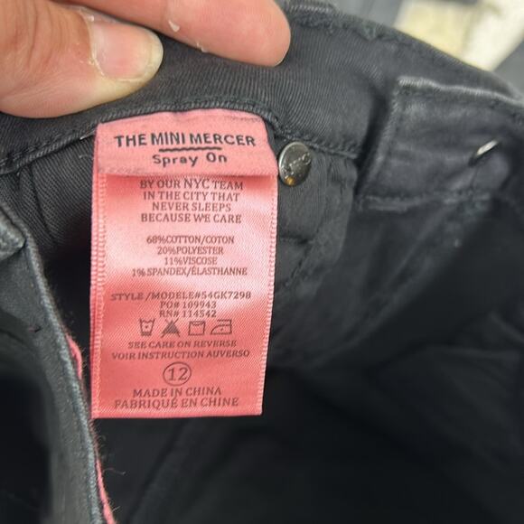 Blank NYC Girls 12 mini mercer spray on cotton blend skinny pants black new - Picture 8 of 8
